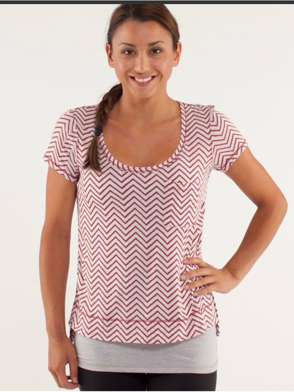 Lululemon Perfect Layering Tee - Textured Chevron burnout Deepest Cranberry